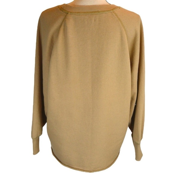 Aerie Oversized French Terry Crew Neck Sweatshirt, Toasted Almond Color Size XS - Picture 8 of 12